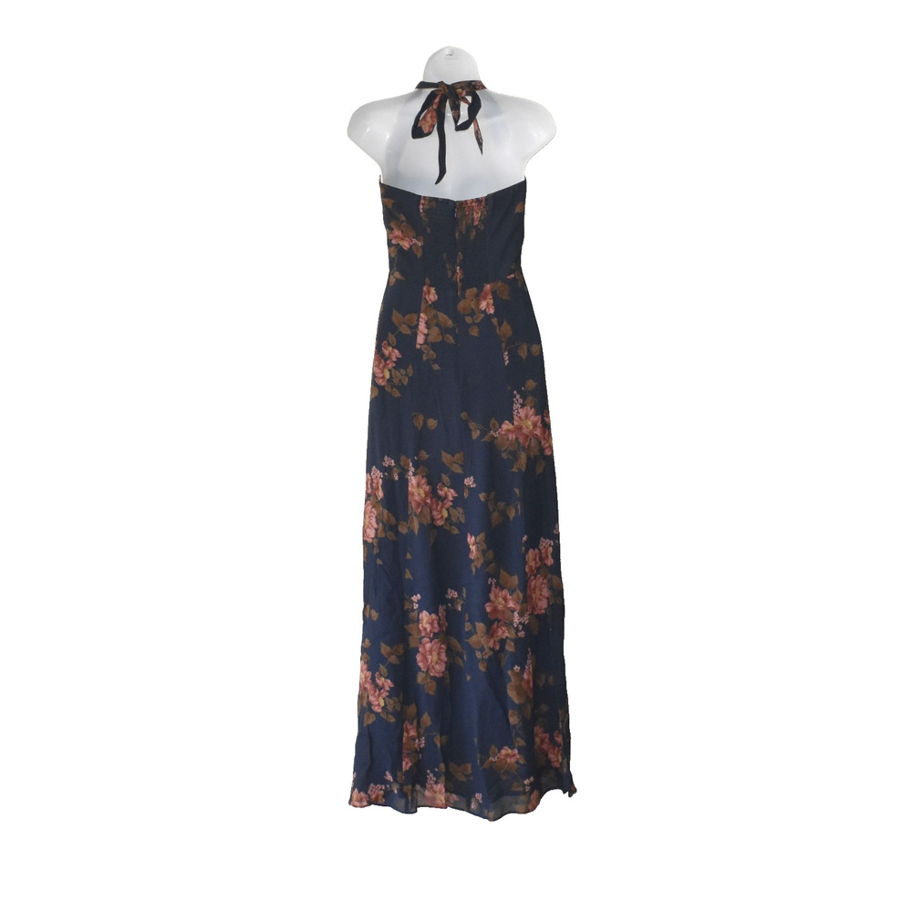 B0 NWT REFORMATION Navy Blue Floral Side Slit Lyric Jovelle Maxi Dress Size 4 - Picture 5 of 10